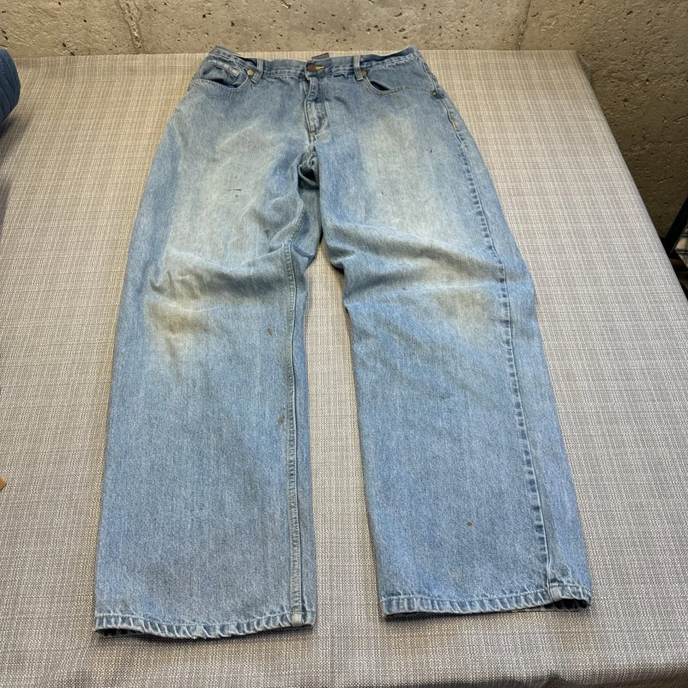 Vintage Bad Boy Jeans Mens 38x34 Light Wash Straight‎ Leg USA Workwear Grunge*